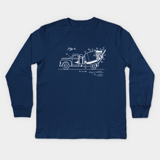 Vintage Concrete Truck Patent Image 1952 Kids Long Sleeve T-Shirt